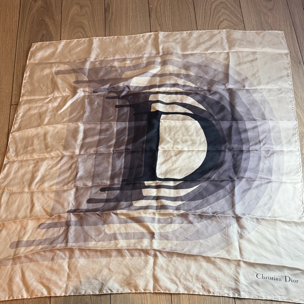 Dior Beige and Black Graphic Scarf